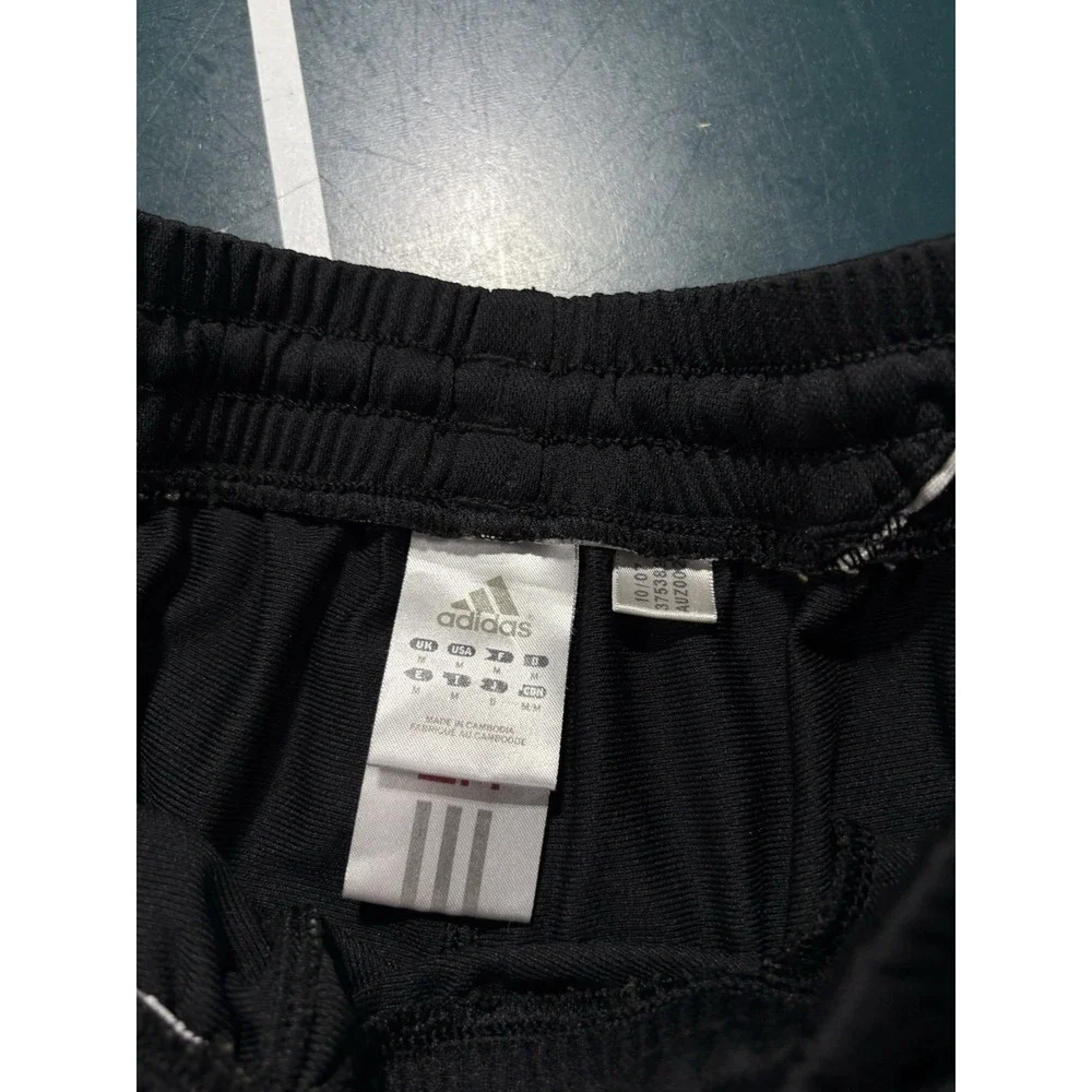 Vintage Adidas Shorts Black Soccer Running Men's Medium White Striped Y2K